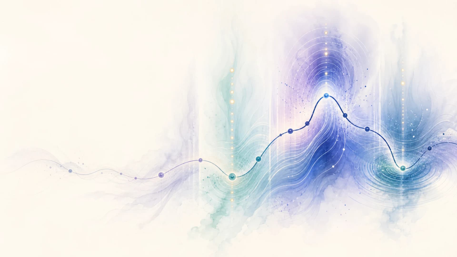 Abstract vocal contour flowing through a musical staff